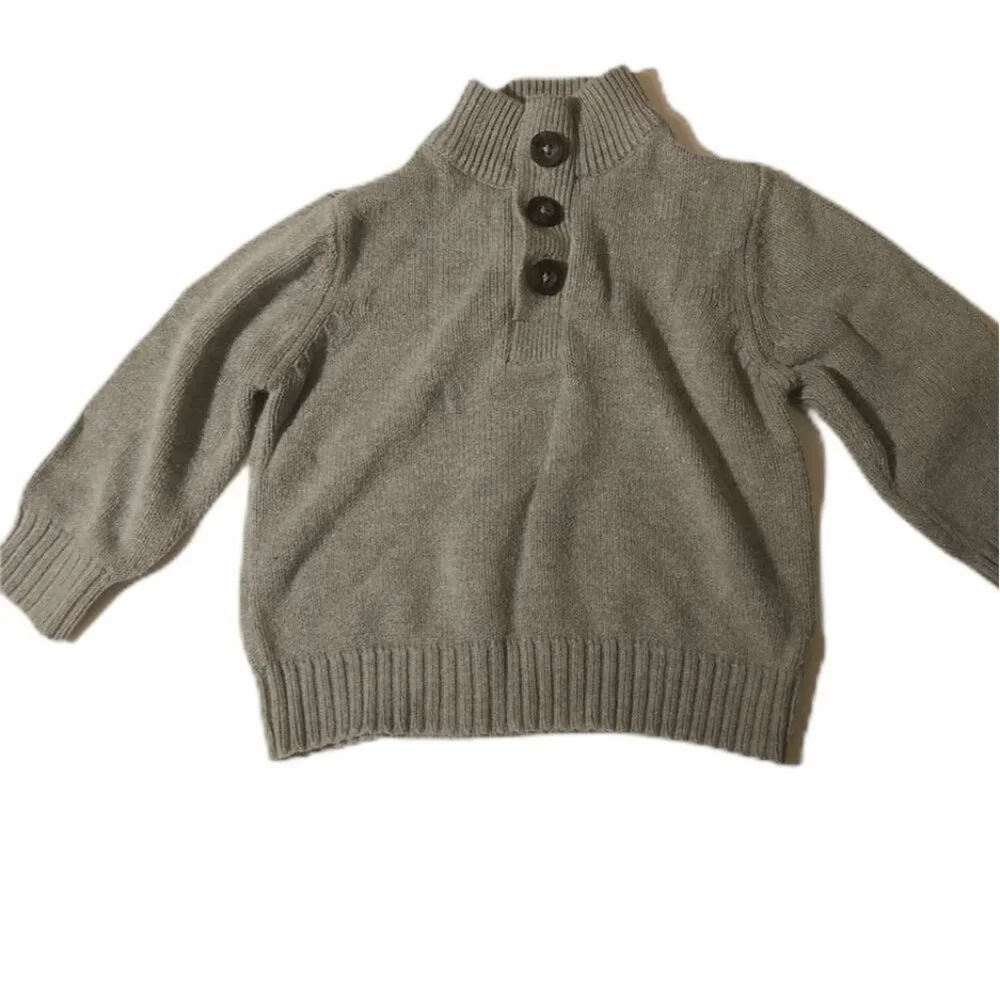 The Childrens Place Baby‎ Girl Gray Knit Sweater 12-18 Months Button Up Collar